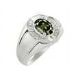 thumbnail image 4 of RYLOS 14K White Gold Ring 8X6MM Oval Gemstone &  Diamond Unisex Rings Green Sapphire September Birthstone Ring Size 8, 4 of 6