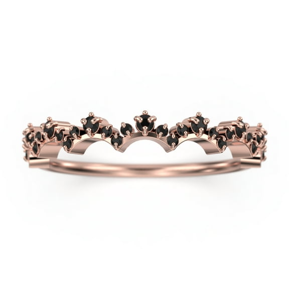 0.50ct Black Diamond Moissanite Lace Edge Ring 18K Rose Gold Over Silver Wedding Band