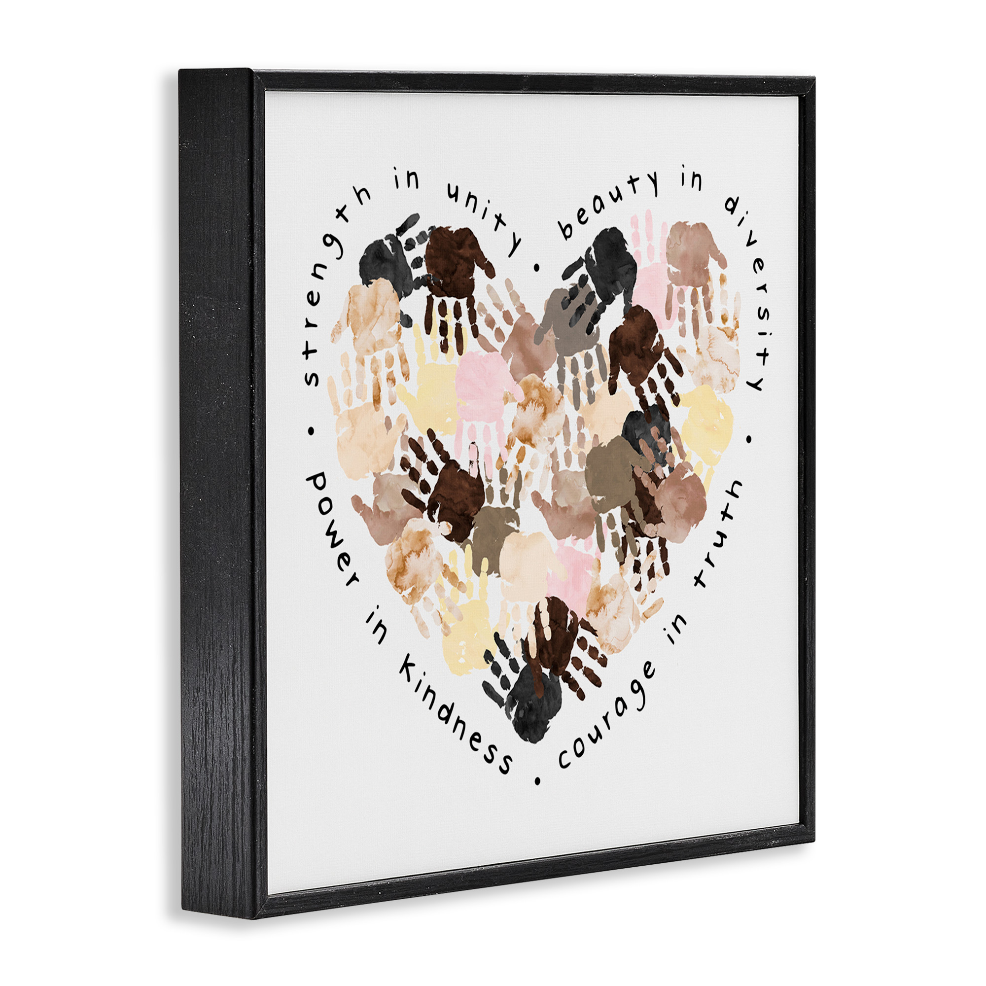 Stupell Industries Powerful Strength In Unity Heart Typography Painting Black Framed Art Print Wall Art, 24 x 24
