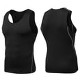 thumbnail image 3 of Domuza Compression Shirts Men Casual Workout Gym Sleeveless Crew-Neck Base Layer Tshirts Summer Sports Blouses for Gym Running Basketball Black M, 3 of 4