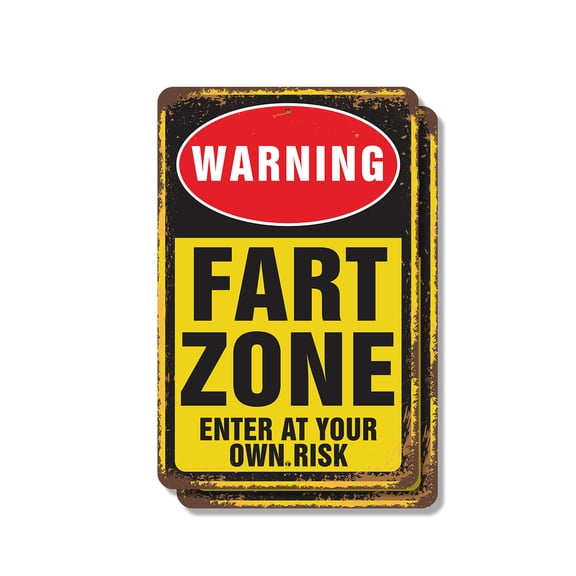 Warning Fart Zone (2 Pack) 8 Inch x 12 Inch Novelty Plastic Sign Durable Weatherproof UV Protected Perfect for Bathrooms Homes Fun Gag Gift for Friends Crafted in the USA
