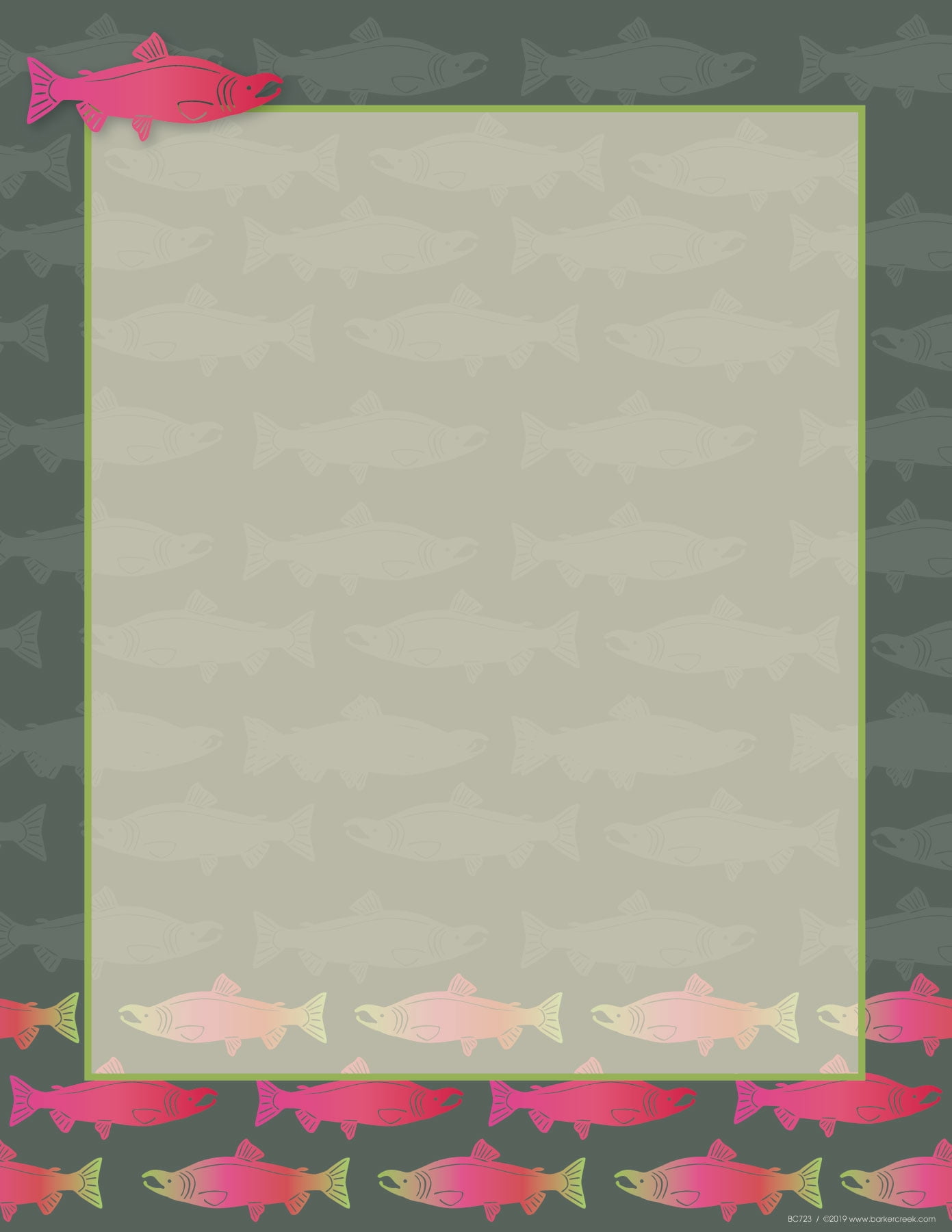 Barker Creek Get Organized Office Kit, Sea & Sky Salmon, with 12 Coordinating Designer File Folders, 50 Sheets of Colorful Computer Paper, and 45 Versatile Self-Adhesive Labels/Name Tags (123)