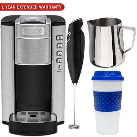 Cuisinart SS-6 Compact Single Serve Coffee Maker (Certified Refurbished) w/ 1 Year Extended Warranty Pack Includes, Reusable 16-Oz. Mug, Milk Frothing Pitcher + Handheld Electric Foam