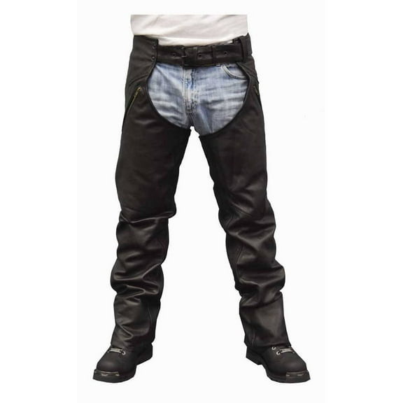Redline Men's Classic Naked Leather Motorcycle Fully Lined Chaps M-1750 (M)