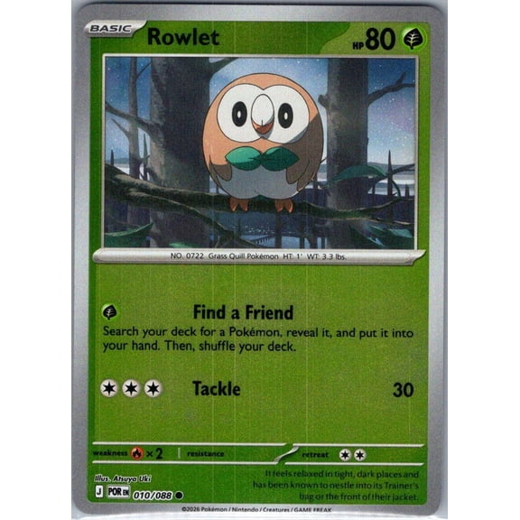 Collectible 2026 Mega Evolution Perfect Order Rowlet 10/88 English Pokemon Card