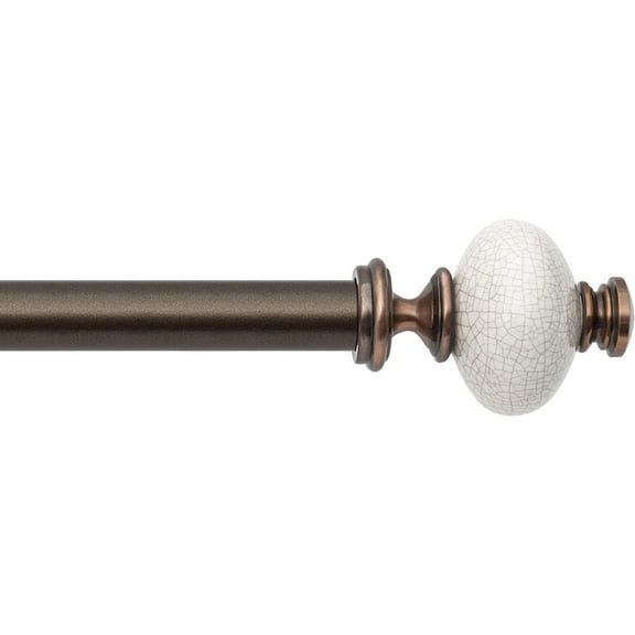 Deco Window 52" to 144" Extendable Curtain Rod with Ceramic Round Finials (1 inch, Brown)