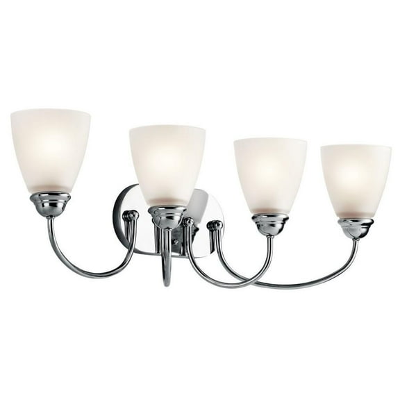 4 Light Vanity Light Approved for Damp Locations with Transitional Inspirations 9.25 inches Tall By 28 inches Wide-Chrome Finish-Incandescent Lamping