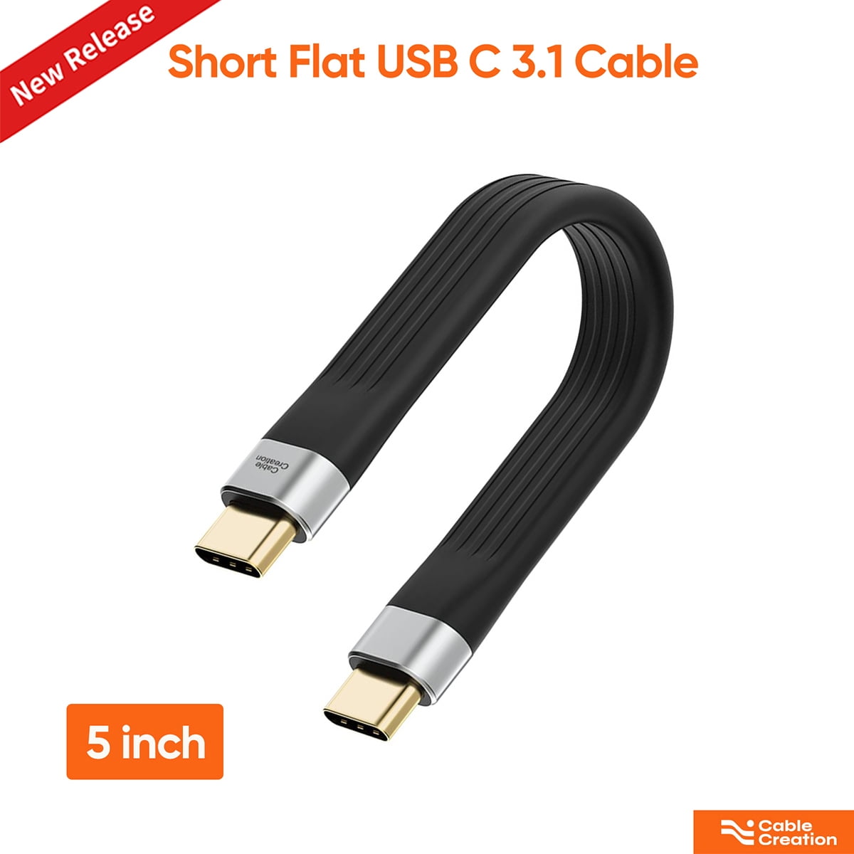 10Gbps Short USB Type C Cable,5inch USB A 3.0 Male to USB C 3.1 Male Cable,USB  C 3.1 3A Fast Charging FPC Flat 