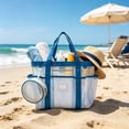 thumbnail image 6 of VORJELT Waterproof PVC Beach Tote Bag with Detachable Zipper Pouch, Striped Design, Large Capacity for Pool, Gym, Travel Blue, 6 of 6