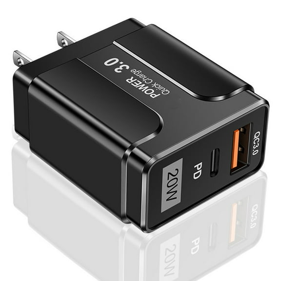 USB C Wall Charger Block 20W, Dual Port PD Power Delivery Fast Type C Charging Block Plug Adapter for iPhone 11/12/13/14/Pro Max, XS/XR/X, iPad Pro, AirPods Pro, Samsung Galaxy and More (Black)