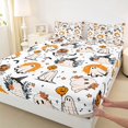 thumbnail image 3 of Manfei Cartoon Halloween Fitted Sheet Queen,Cute Ghost Bedding,3pcs,1 Fitted Sheet and 2 Pillowcases, 3 of 6