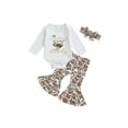 thumbnail image 2 of Aojekbee Baby Girl Fall Football Outfit Long Sleeve Round Neck Romper with Flare Pants and Headband 3 Pcs Set, 2 of 10