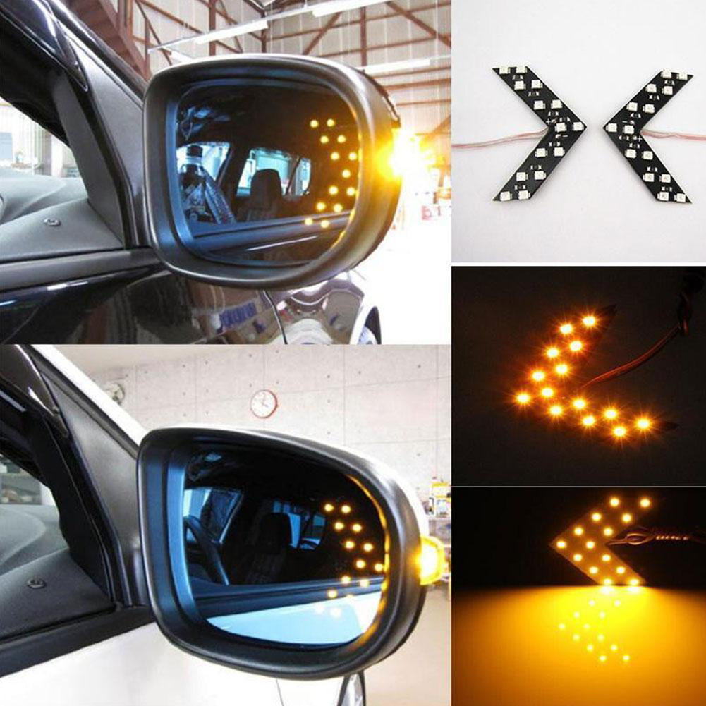 LEADTOPS 2 Pcs 14 SMD LED Arrow Panel lights White Mini Marker Clearance Light For Car Rear View Mirror Indicator Turn Signal Light Bulb 