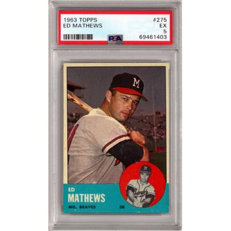 RDB Holdings & Consulting CTBL-035711 No.275-PSA Graded 5 EX Eddie & Ed Mathews 1963 Topps Baseball Card - Milwaukee Braves