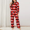 thumbnail image 2 of Fuzoiu Black and white striped and red hearts Print Women's Long-Sleeved Pajama,Lounge Button Down Nightwear,Womens Notch Collar Pajama Set-X-Large, 2 of 7