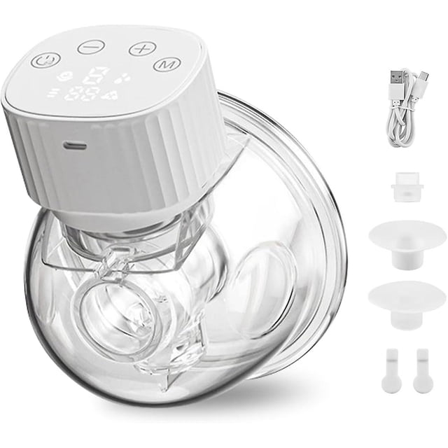 Extractor de leche eléctrico manos libres, portátil, indoloro, con 3 modos y 9 niveles de succión, extractor de leche ligero, recargable y manos libres con 1
