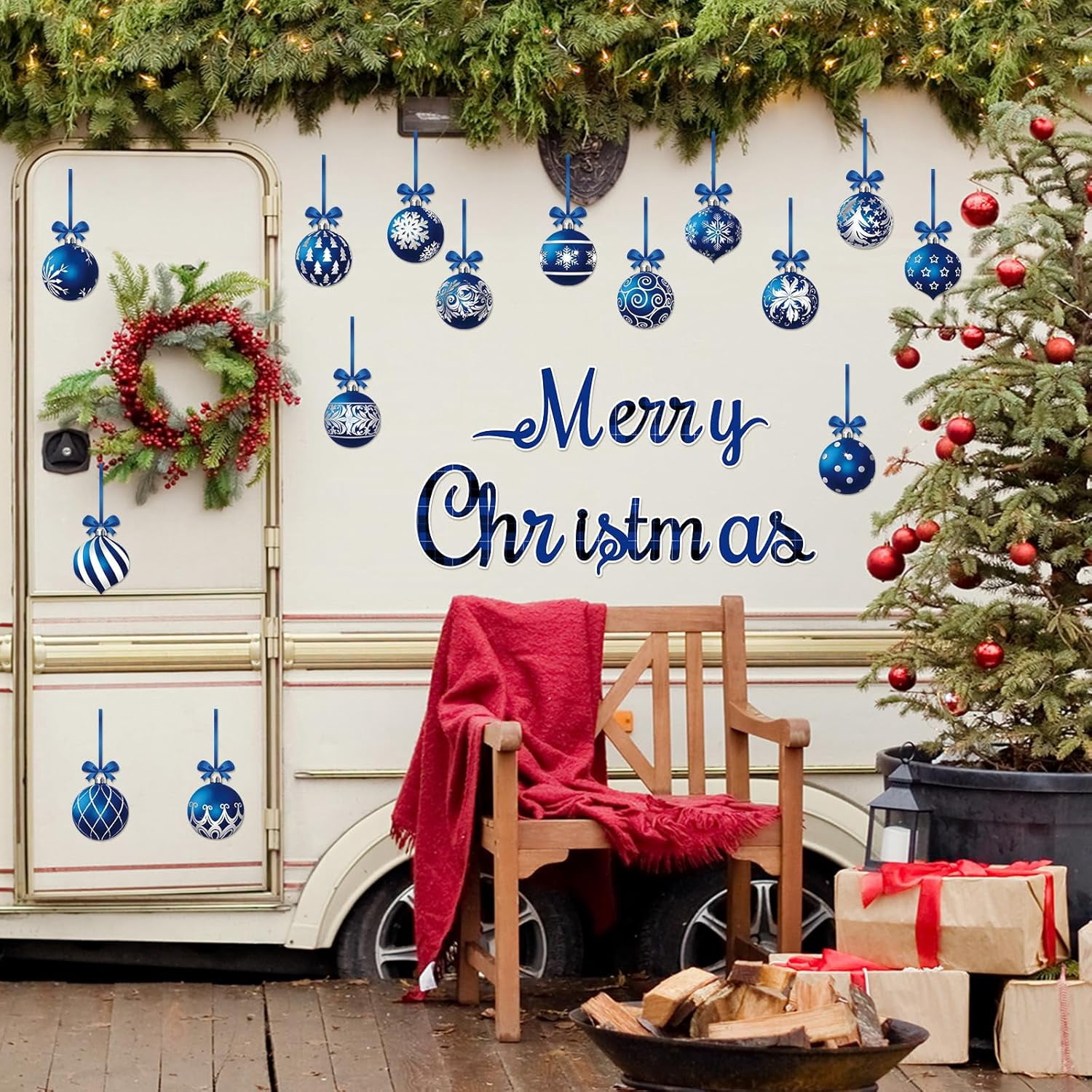 CozyNestFinds 36 Pcs Christmas Garage Door Magnets Decorations, Xmas Ball Garage Door Decorations, Merry Christmas Magnets Stickers for Refrigerator Fridge Kitchen Car Indoor Outdoor Decorations