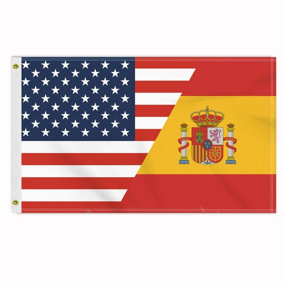 3×5 FT Spain USA Flag, Large 150D America Spanish Outdoor Banner,Double Side Printing Decor For Patio Garden With Brass Gromment
