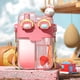 thumbnail image 1 of Botella de agua Kawaii de plástico doble con pajita y correa ajustable para deportes al aire libre, viajes, color rosa coral, 780 ml, 1 of 14