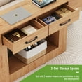 thumbnail image 6 of 63" Long Console Table, Holaki Modern Farmhouse Entryway Table with 2 Drawers, Outlet & LED Strip, Console Tables with 20 Static Colors & 20 Changing Modes for Living Room, Office, Natural Wood, 6 of 10