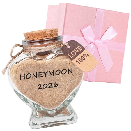Alaiyaky Honeymoon Sand Keepsake Jar 2026, Honeymoon Gifts for Newlyweds, Couples, Bridal Shower, Wedding, Engagement Vacation Travel - Heart Shape Glass