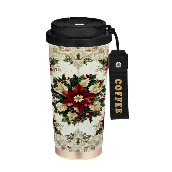 BZSMCE Coffe Bottles Stainless Steel Travel Mug With Fasshion Christmas Whimsy Printed