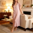 thumbnail image 3 of Akafmk Women's Lace Sleepwear Dress, Ribbed Knit Pajama V Neck Nightgown Casual Elegant Home Wear, 3 of 5