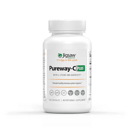 Jigsaw Health Pureway-C Plus | Clinically Tested Vitamin C Capsules for Immune Support and Healthy Aging with L-Lysine and Quercifit, 120 Count