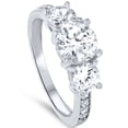 thumbnail image 2 of Pompeii 2ct Three Stone Round Diamond Engagement Ring 14K White Gold (H,SI2), 2 of 6
