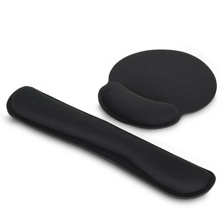 Antimicrobial Foam Wrist Rest - Memory Foam Set Keyboard and Mouse Wrist Rest Pad Support Office, Computer, Laptop, Mac (Black)