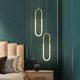 thumbnail image 2 of Modern LED Brass Pendant Lights Nordic Bedroom Bedside Long-line Chandeliers Creative U-shaped Tube 360 Degree Hanging Lamps, 2 of 5