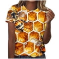 thumbnail image 2 of Jienlioq Hauts Courts pour Femmes avec Manches T-shirt Imprimé Décontracté et à la Mode pour Femmes avec Col Rond et Haut à Manches Courtes Or S, 2 of 5
