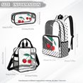 thumbnail image 4 of DISNIMO Clear Backpack for Girls, Cherry Dot Printed Kids Clear Backpack for School, 3PCS Heavy Duty Bookbag with Lunch Box and Pencil Pouch for Elementary Middle School Student, 4 of 5