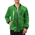 thumbnail image 1 of CHAQUETAS DE HOMBRE INSPIRADORAS CHIC, CON MANGA LARGA, CREMALLERA, CHAQUETA BOMBER BRILLANTE, TALLA XL, VERDE CLARO, 1 of 6