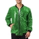 thumbnail image 1 of CHAQUETAS CHIC para Hombres, Chaqueta Bomber con Cremallera y Brillo de Manga Larga, Talla M, Verde Claro, 1 of 6