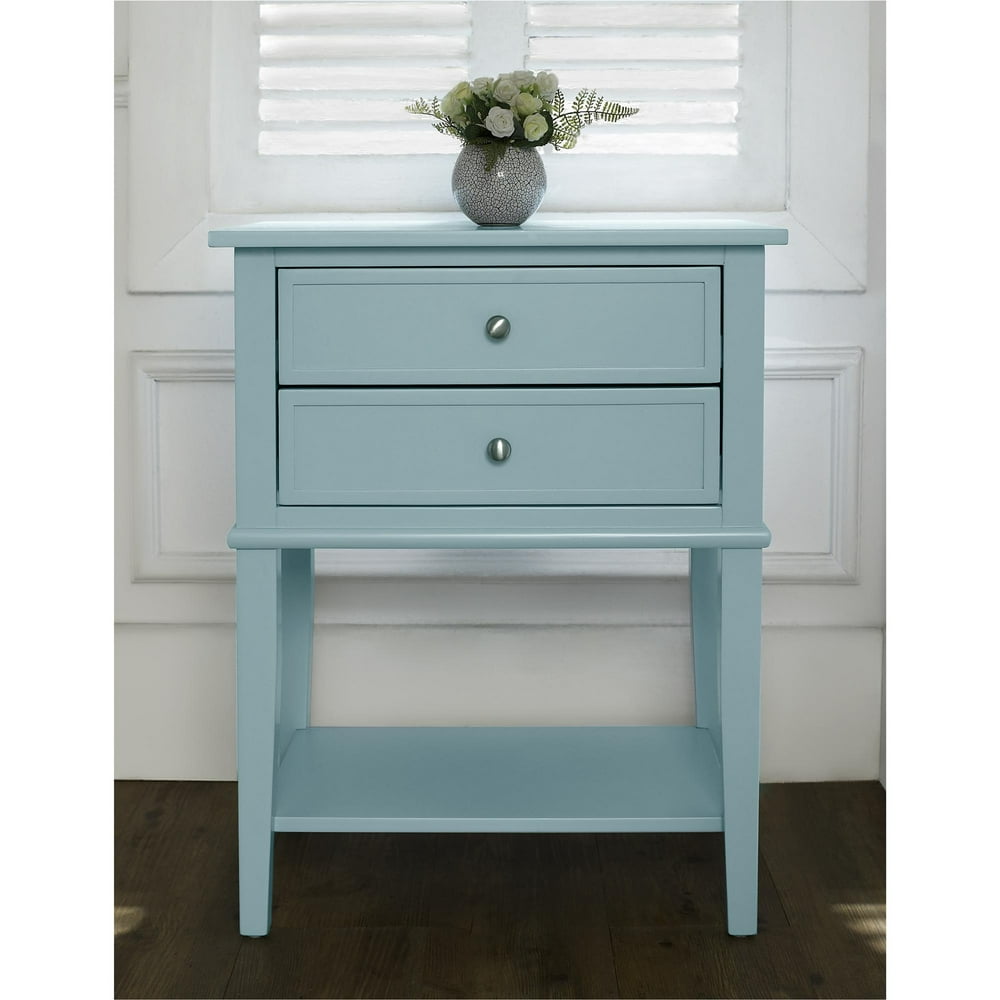 Ameriwood Home Franklin Accent Table with 2 Drawers, Blue