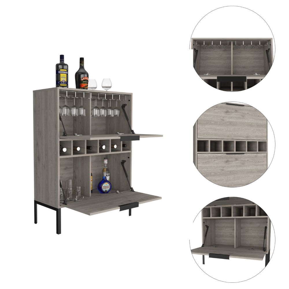 Boahaus Belfast Bar Cabinet, 2 Cabinets, Manufactured Wood, Grey