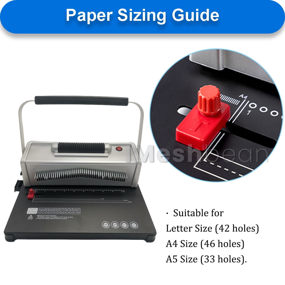 IMeshbean 46 Hole Electric Spiral Coil Binding Machine with 100pcs Plastic Coil & Plier, Black