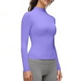 thumbnail image 3 of Weikingp Tight Fitting Shirts For Women，Scrub Undershirt Long Sleeve Crew Neck Gym Workout Tops Long Sleeve Shirts Going Out Tops Tight Shirts For Women Skin Tight Shirts Purple XL, 3 of 8