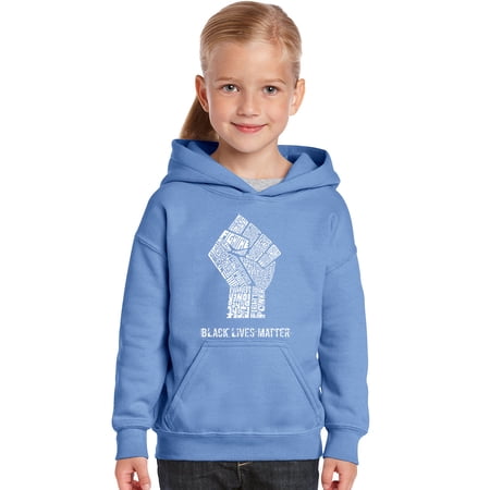 LA Pop Art Girl's Word Art Hooded Sweatshirt - Black Lives Matter