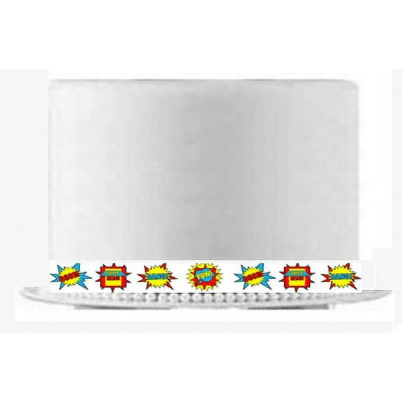Boy's Super Hero Theme Slim Edible Cake Decoration Ribbons -6Strips