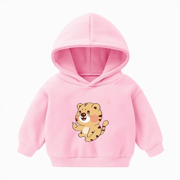 Kogui Infant Hoodie Sweatshirts Hoodie Print Pullover Hooded Long Sleeve Sweatshirts Tops Blouse with Pocket for Boys Girls 12 18 Months (Pink,12-18 Months)