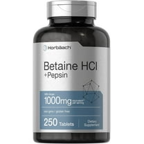 Betaine HCl with Pepsin | 1000mg | 250 Tablets | with Ginger Root | by Horbaach