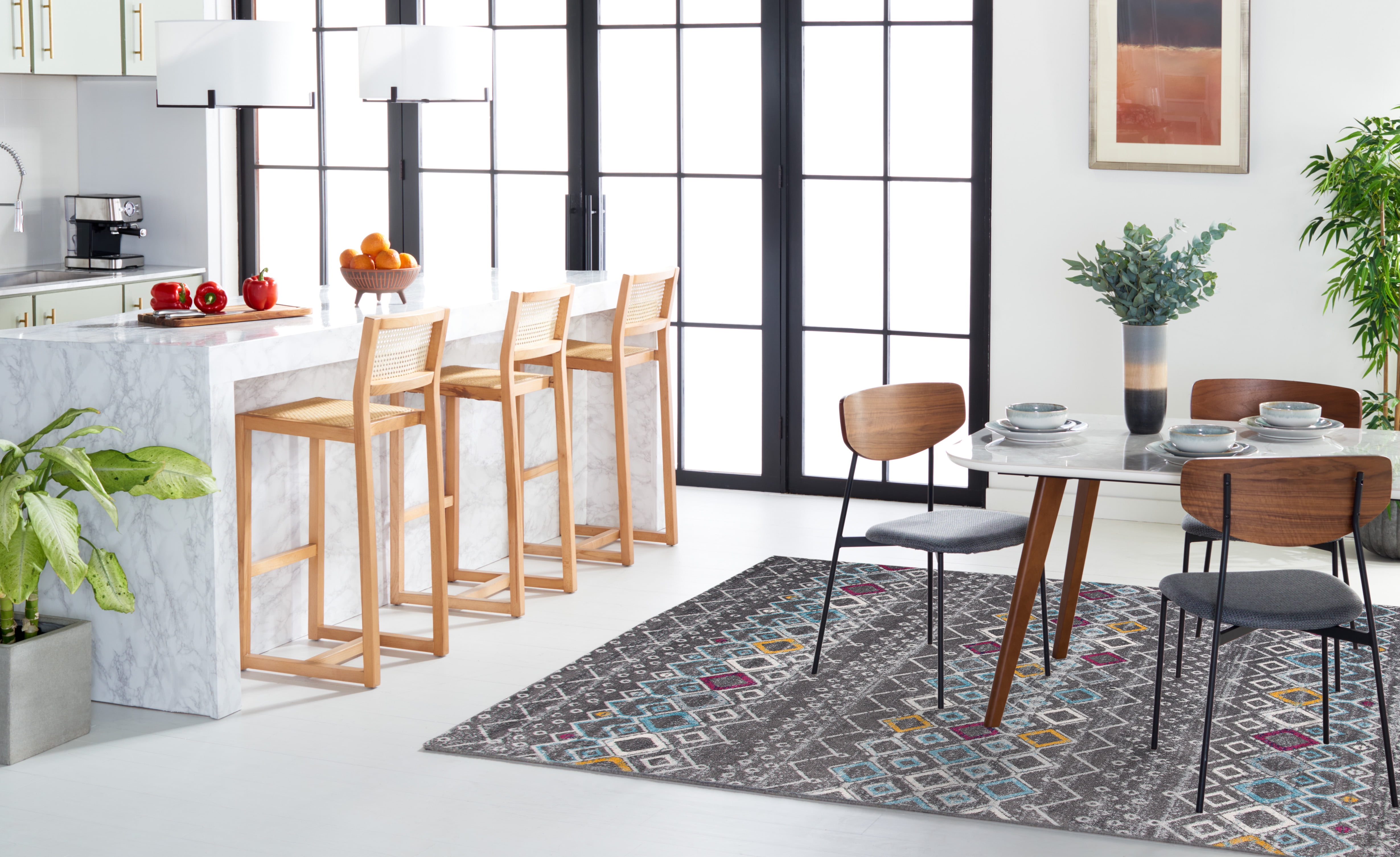 Safavieh Amsterdam Gladwin Geometric Area Rug, Dark Grey/Ivory, 2'3" x 4'