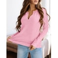 thumbnail image 4 of Remera PRETTYGARDEN de Manga Larga con Cuello en V y Tejido Waffle Rosa Talle M, 4 of 5