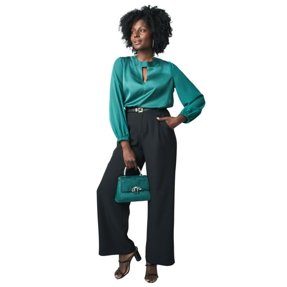 Jessica London Women's Plus Size Georgette Keyhole Blouse