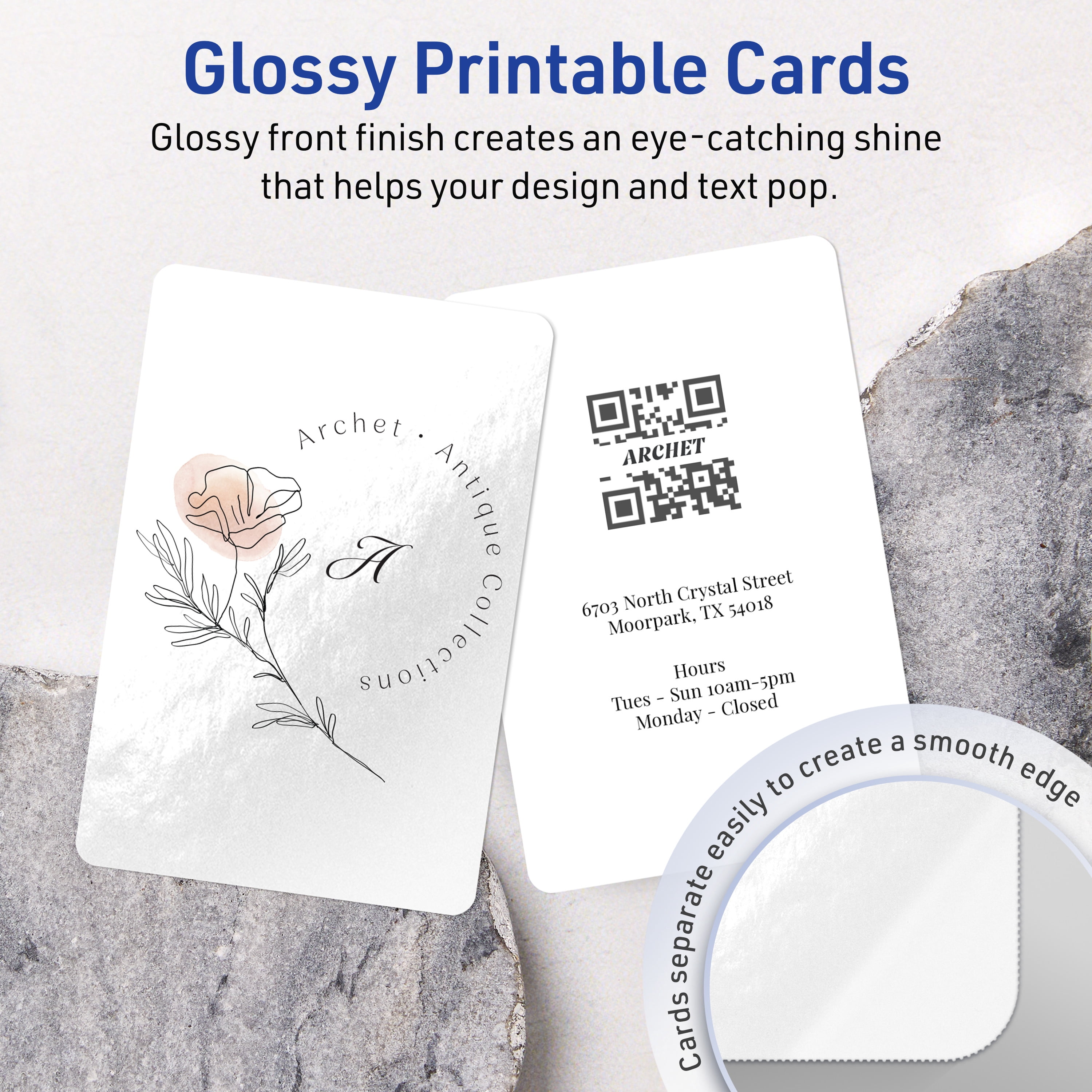 Avery Cards with Rounded Corners, 3" x 5", Glossy White, 150ct