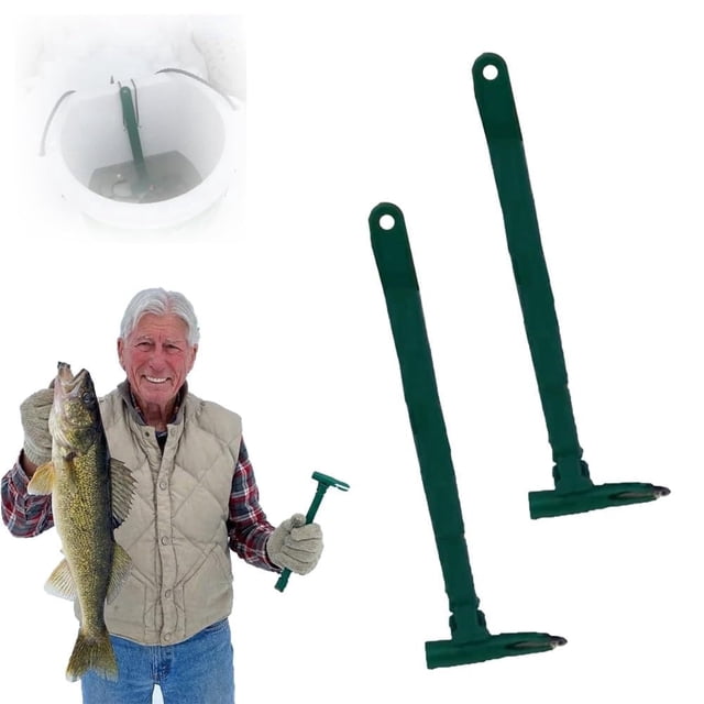 Live Bait Holder Tool for Fishing Buckets, Hands-Free Catching, Ice Fishing Accessory, Green
