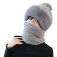 thumbnail image 4 of Upgrade Beanie Hat with Scarf for Women, Cute Plush Windproof Thermal Knitted Ski Set, All-in-One Winter Hat for Cycling, Hiking and Outdoor Cold Weather Activities - Grey, 4 of 4