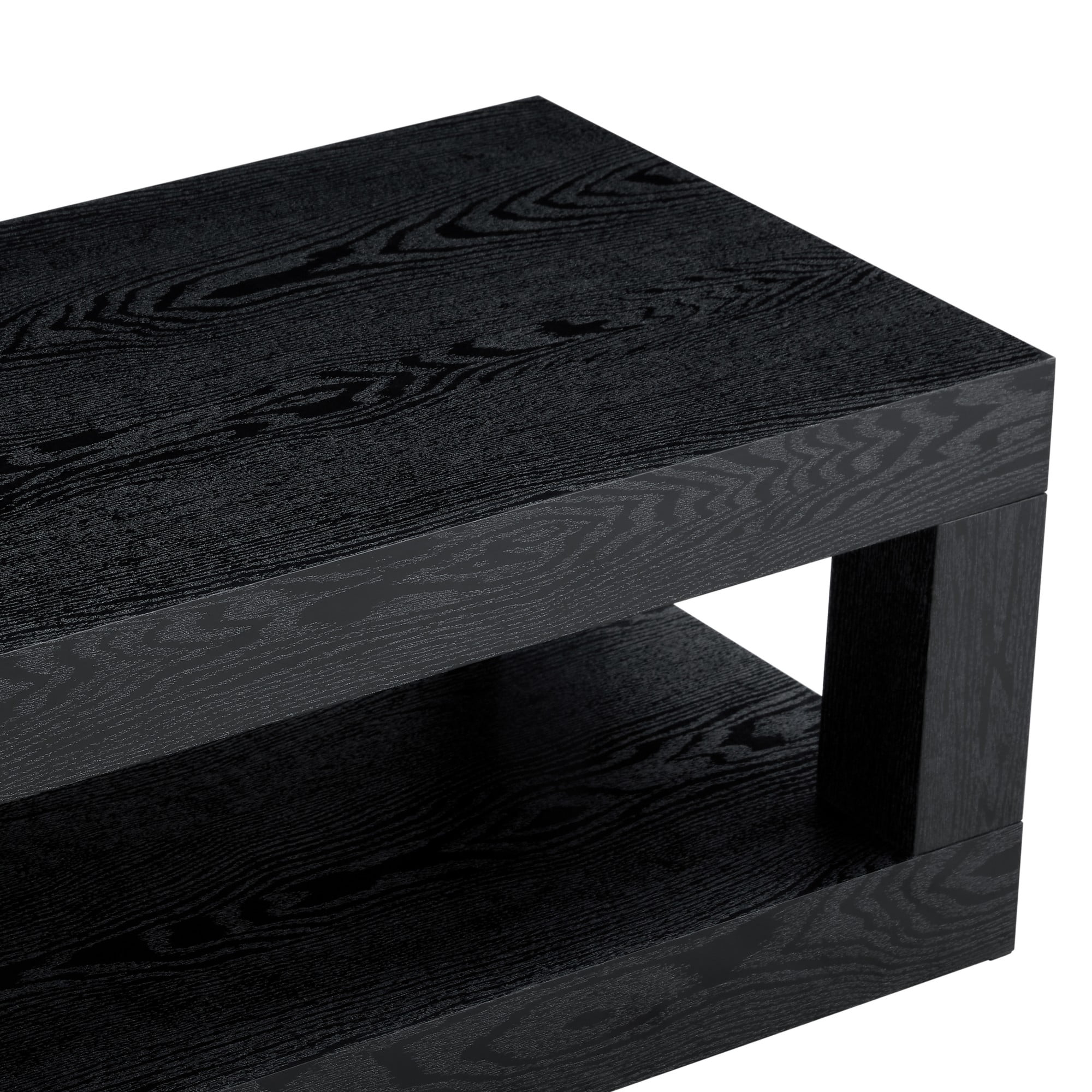 Alvantor 40-Inch Black 2-Tier Coffee Table with Open Shelf